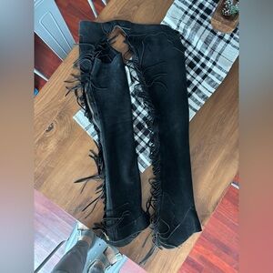 Black Suede XL Youth fringe chaps
